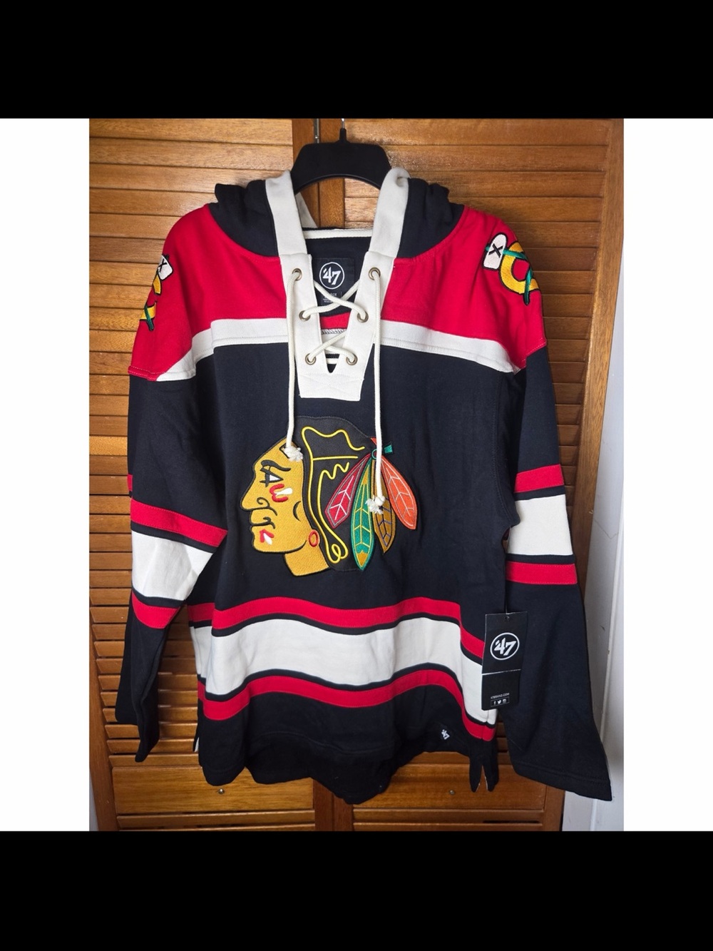 Chicago Blackhawks '47 Superior Lacer Hoodie Mens Large NWT